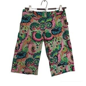 Vintage Marciano Y2K Psychedelic Bermuda Shorts Pink Green Festival Dopamine